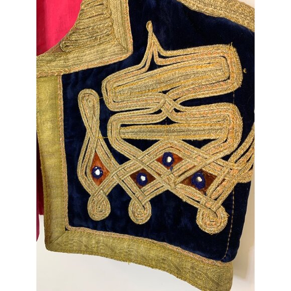 Antique Islamoic Ottoman Vest Handmade Blue Velvet Gold Pakistan RX10643 - Picture 2 of 6